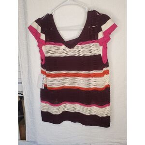 Nine West Crochet Brown Pink Cream Size XL NWTs